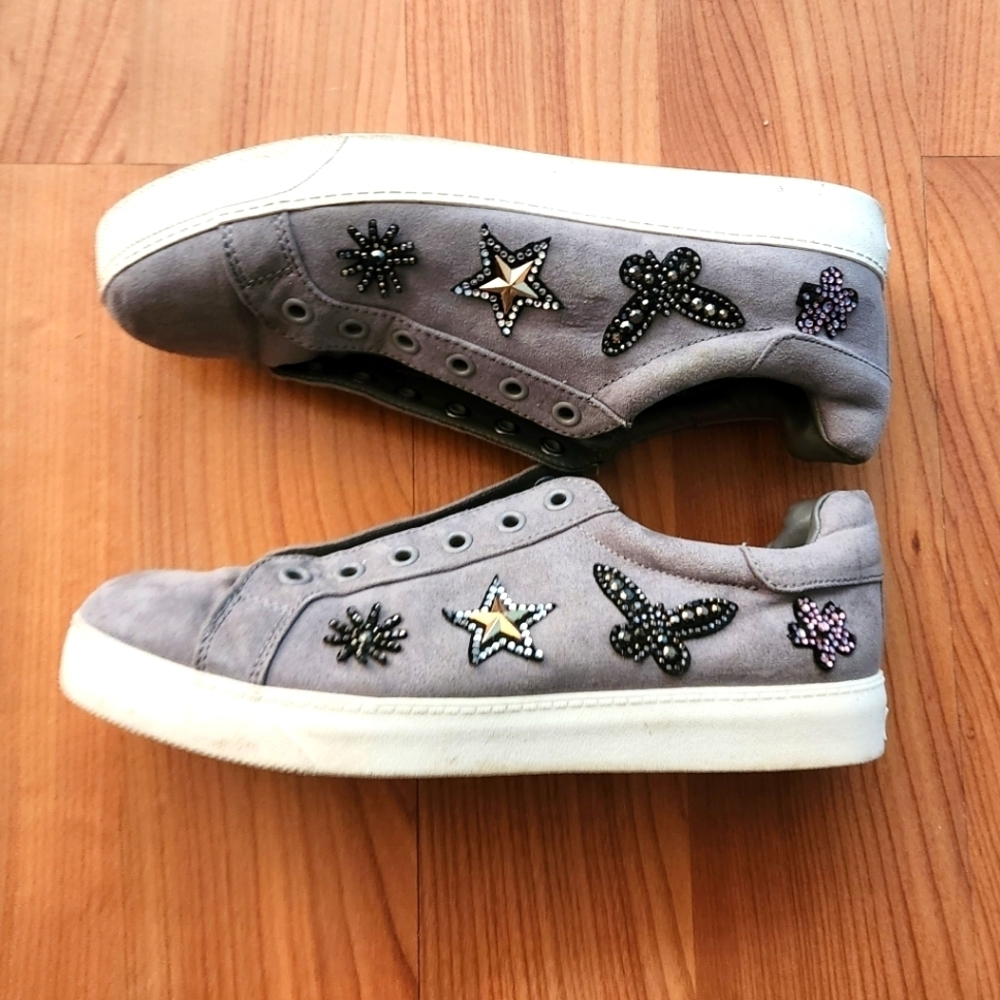 Libby Edelmon Gray Star Sneaker Shoes s8.5 GUC